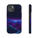 Retro Neon Mountains Phone Case | Vaporwave Galaxy Landscape