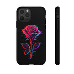 Glitch Rose Neon Phone Case Vaporwave Tough Cover