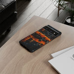 Orange Daytona Phone Case, Rainy City Night Muscle Car Tough Cover
