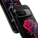 Glitch Rose Neon Phone Case Vaporwave Tough Cover