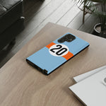 Copy of Blue Orange Number 20 Retro Racing Stripe Tough Phone Case Cover