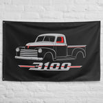 1947-1953 3100 Pickup Wall Flag Banner 34x56 Silver Black Hot Rod Truck