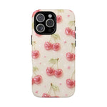 Pink Cherry Pattern Phone Case | Cute Retro Fruit Design