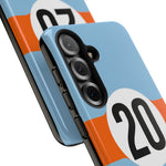 Copy of Blue Orange Number 20 Retro Racing Stripe Tough Phone Case Cover