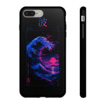 Cresting Wave Glitch Art Tough Phone Case - Blue Magenta