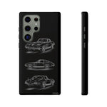 C2 Sting Ray Line Art Phone Case, Glowing Silver Three-View