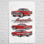 1960 Impala Red Bubble Top Banner 34x56 Garage Man Cave Wall Decor Gift