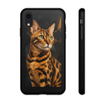 Bengal Cat Geometric Portrait Tough Phone Case - Gold Black Poly