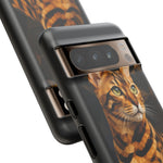 Bengal Cat Geometric Portrait Tough Phone Case - Gold Black Poly