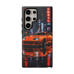 Orange Supra Phone Case, Neon City Night JDM Sports Car Tough Cover