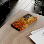 Yorkshire Terrier Jumping in Autumn Leaves Tough Case | Fall Dog Phone Cover