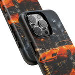 Orange Daytona Phone Case, Rainy City Night Muscle Car Tough Cover