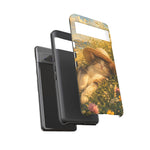 Summer Sunhat Cat Phone Case, Painterly Grass Art Cover