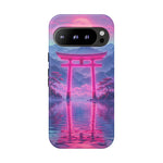 Neon Torii Gate Mountain Vaporwave Art Tough Phone Case