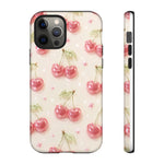 Pink Cherry Pattern Phone Case | Cute Retro Fruit Design