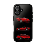 C4 Corvette Art Phone Case Red, Three-View Vector Cover, Gift
