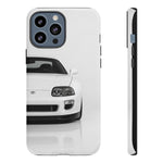 White MK4 Supra Phone Case, Retro 90s JDM Tough Cover for Car Enthusiasts