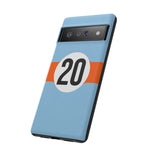 Copy of Blue Orange Number 20 Retro Racing Stripe Tough Phone Case Cover