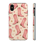 Pink Cowboy Boots phone case | Western pattern | Pastel stars
