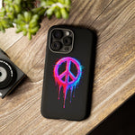 Glitch Peace Sign Phone Case, RGB Melt Digital Art Tough Cover, Gift