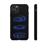 C6 ZR1 Line Art Phone Case, Blue Three-View Cover