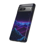 Retro Neon Mountains Phone Case | Vaporwave Galaxy Landscape