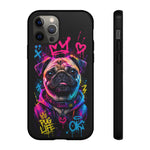 Pug Neon Graffiti Portrait Tough Phone Case - Dripping Paint