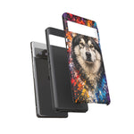 Alaskan Malamute Portrait Tough Phone Case - Vivid Paint Splatter