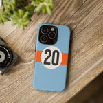Copy of Blue Orange Number 20 Retro Racing Stripe Tough Phone Case Cover