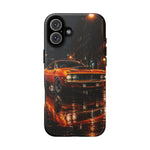 Orange Cuda Phone Case, Rainy City Night Muscle Car Tough Cover