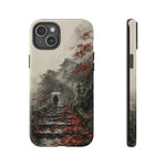 Autumn Temple Steps phone case | Japanese watercolor landscape cover