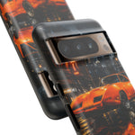 Orange Daytona Phone Case, Rainy City Night Muscle Car Tough Cover