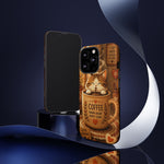 Coffee Cat Phone Case, Cozy Morning Folk Art Cover, Gift