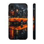 Orange Daytona Phone Case, Rainy City Night Muscle Car Tough Cover