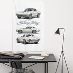 1963 Corvette Split Window White Banner 34x56 Garage Man Cave Wall Decor