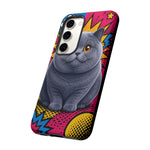 British Shorthair Round Pop Art Tough Phone Case