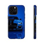 Blue Mustang Art Phone Case, GT500 American Muscle Car Tough Cover for Men