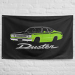 1970 1971 Duster 340 Wall Flag Banner 34x56 Lime Green Black Muscle Car