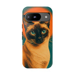 Siamese Cat Retro Halftone Portrait Case - Orange Teal Print