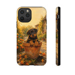 Rottweiler Puppy in Flower Pot Tough Case | Floral Dog Phone Cover
