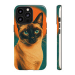 Siamese Cat Retro Halftone Portrait Case - Orange Teal Print