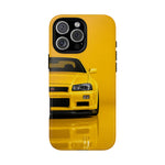 Yellow Skyline Phone Case, R34 GTR 90s JDM Legend Tough Cover for Men Gift