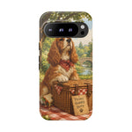 Cocker Spaniel Picnic Scene phone case | vintage dog art