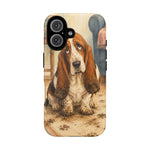 Guilty Basset Hound Phone Case, Muddy Watercolor Art Cover