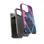 Anime Girl Phone Case Teal, Neon Kanji Calm Gradient Tough Cover