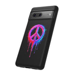 Glitch Peace Sign Phone Case, RGB Melt Digital Art Tough Cover, Gift