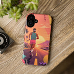 Retro Runner Sunset phone case | 80s Vaporwave jogging design
