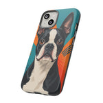 Boston Terrier Pop-Art Portrait Tough Phone Case - Teal Orange