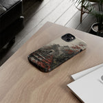Autumn Temple Steps phone case | Japanese watercolor landscape cover