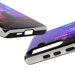 Lo-Fi Cat Neon Rain Window Vaporwave Art Tough Phone Case